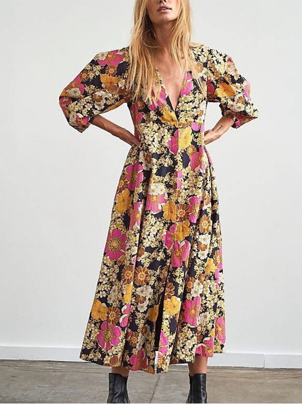 Free People Lydia printed midi-dress XS